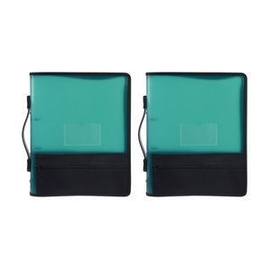 2x Marbig 2 O-ring Zipper Binder W/storage A4 File Document Organiser 25mm Green