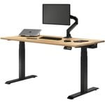 Desky Dual Sit to Stand White Oak Hardwood Desk 1800x750mm Matte Black Frame