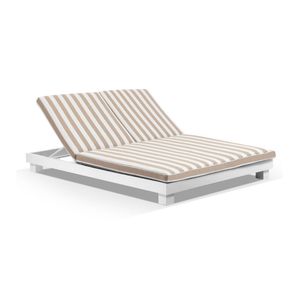Santorini Aluminium Double Sun Lounge White & Sunbrella Maxim Heather Beige Cushions