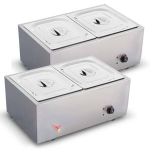 SOGA 2X Stainless Steel Electric Bain Marie Food Warmer 2 x 1/2 GN Pan