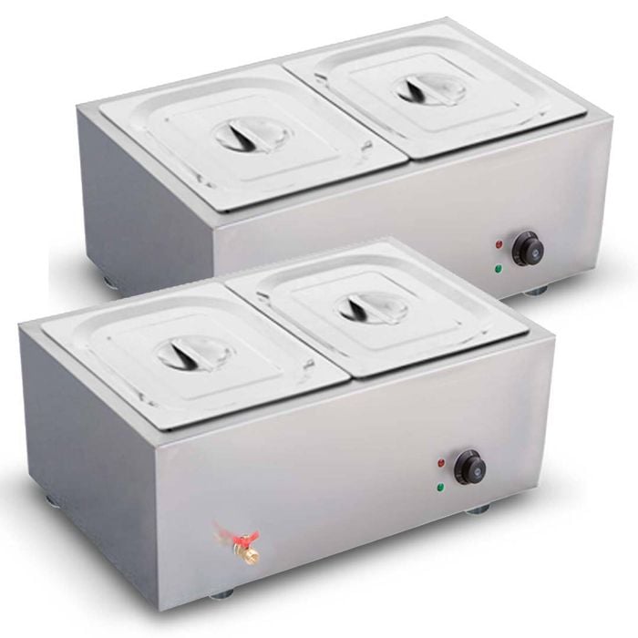SOGA 2X Stainless Steel Electric Bain Marie Food Warmer 2 x 1/2 GN Pan