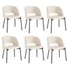 Oikiture 6x Armchair Dining Chair Accent Chairs Tub Armchairs Sherpa White&Black