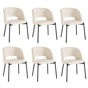 Oikiture 6x Armchair Dining Chair Accent Chairs Tub Armchairs Sherpa White&Black