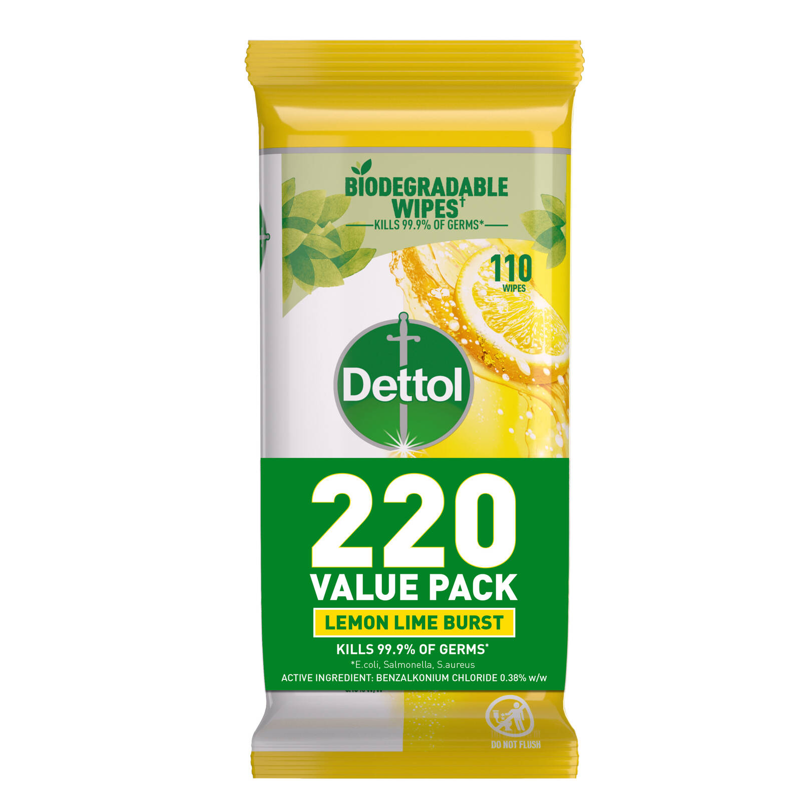 Dettol Lemon/Lime Burst Multi Purpose Wipes 220 Pack product image