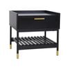 Maestro Furniture Alcone Wooden Bedside Nightstand Side Table W/ Gold Accents - Satin Black