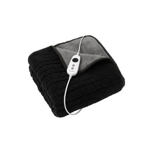 Dreamaker Eve Reversible Sherpa & Coral Fleece Electric Heated Throw Blanket Charcoal & Silver 130 X 160cm | Overheat Protection