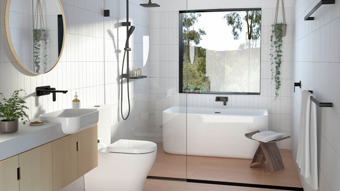 <p>Caroma branded shower head in shot</p>