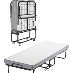 VEVOR 79cm x 190cm Folding Bed with 10cm Mattress Twin Size Foldable with Sturdy Metal Frame