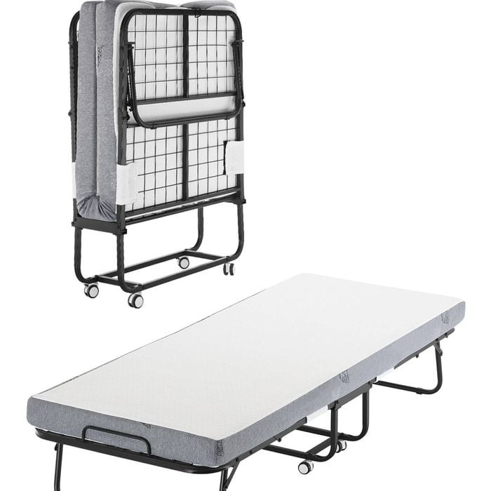 VEVOR 79cm x 190cm Folding Bed with 10cm Mattress Twin Size Foldable with Sturdy Metal Frame