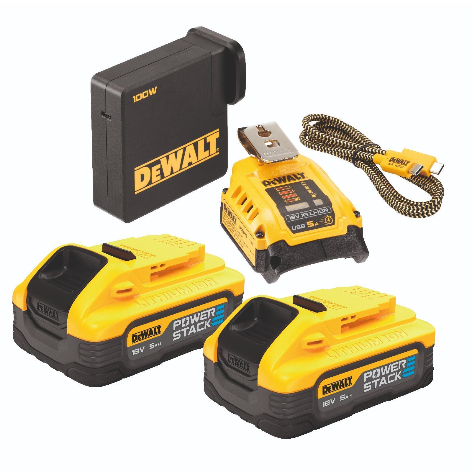 DeWALT 18V 5.0Ah XR POWERSTACK USB C Starter Kit Bunnings Australia