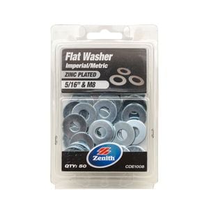Zenith 5/16" M8 Zinc Plated Flat Washer - 50 Pack