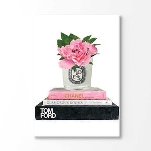 Flower Perfume Bottle Fashion Books Painting Print 100% Australian Made 120x90cm (Stretched Canvas)