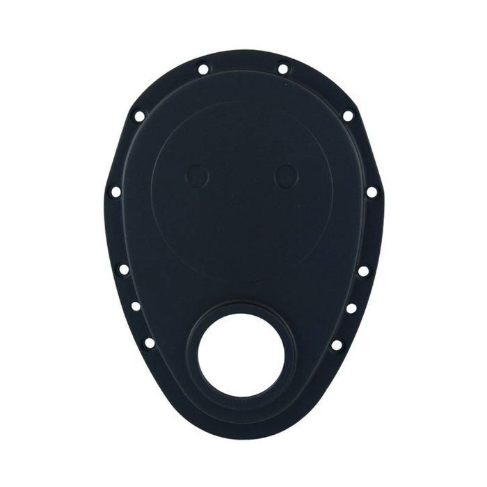 Cal Custom Small Block Chev Timing Cover Black Aluminium, SBC, Chevrolet