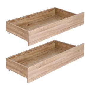 Artiss 2pcs Under Bed Storage With Wheels Rolling Wooden Drawers King Single & Queen