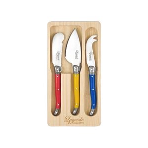 3pc Laguiole Etiquette Mini Cheese Knife Set - Multicolour