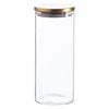 Argon Tableware Glass Storage Jar - Gold Lid - 1.5 Litre - Modern Round Scandi Organisation Container Glass Jar