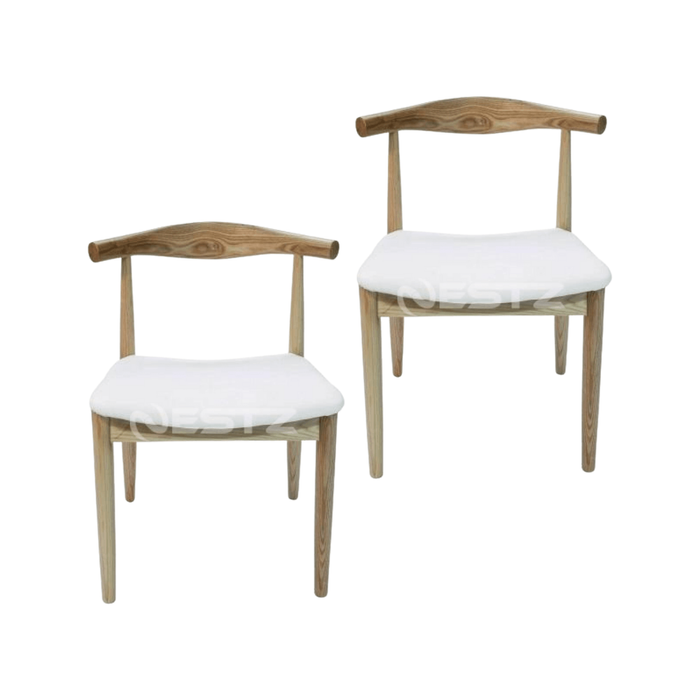 Sd House Set Of 2 - Hans Wegner Replica Ch20 Elbow Dining Chair - Natural Frame - White