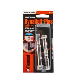 Ramset 10 x 75mm Stainless Steel DynaBolt Plus Hex Head Bolt - 2 Pack