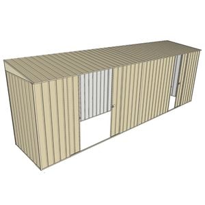 Build-A-Shed 1.2 x 6.0 x 2.0m Skillion Double with Single Sliding Side Doors Shed - Cream