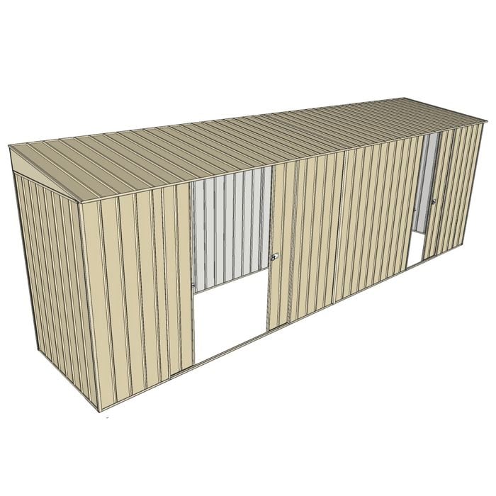 Build-A-Shed 1.2 x 6.0 x 2.0m Skillion Double with Single Sliding Side Doors Shed - Cream
