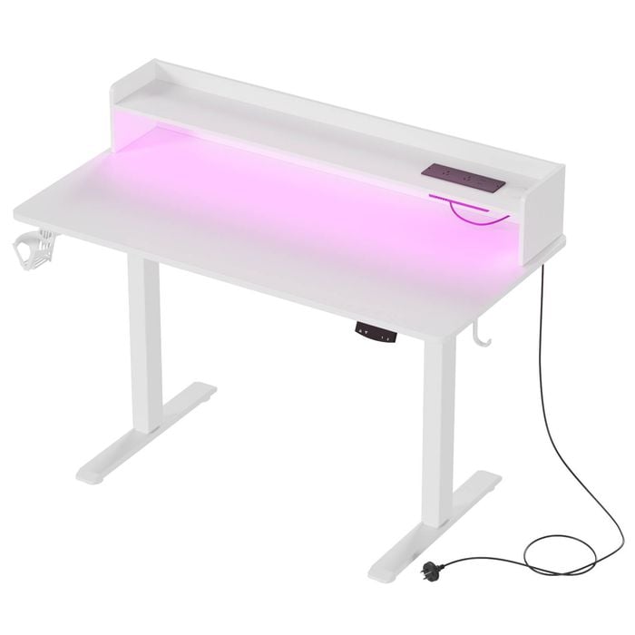 Advwin LED RGB Light Electric Standing Desk with Power Outlets ...