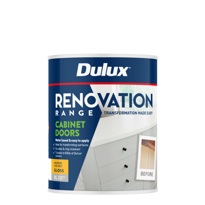 Dulux 2L Gloss White Renovation Range Cabinet Doors Waterbased Interior Coating