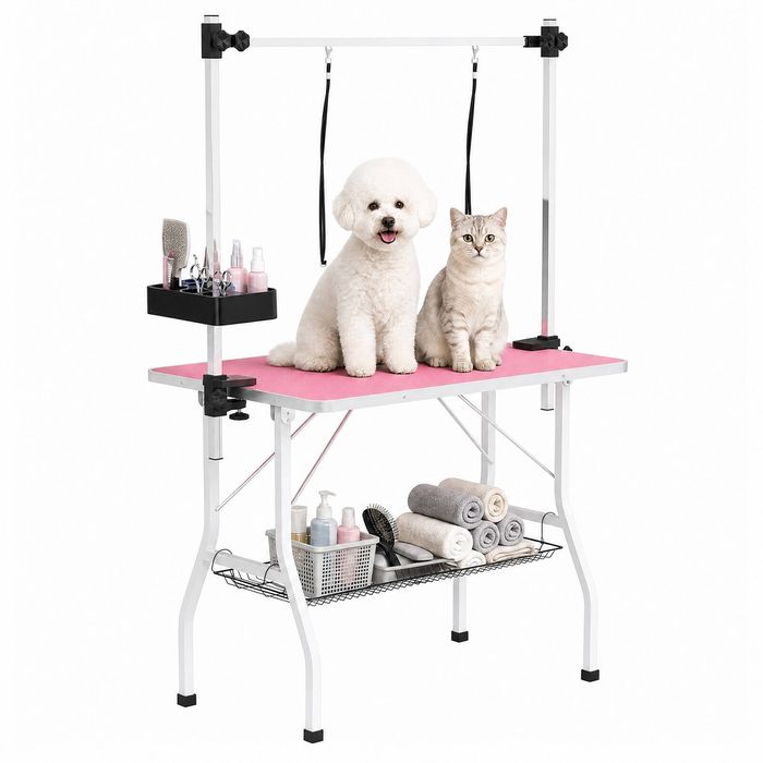 Advwin Pet Grooming Table 2 Loops Foldable Pet Salon Station for Dog Cat