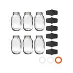Argon Tableware Glass Storage Jars with Clip Lid and Chalkboard Stickers - 3L - 6pc