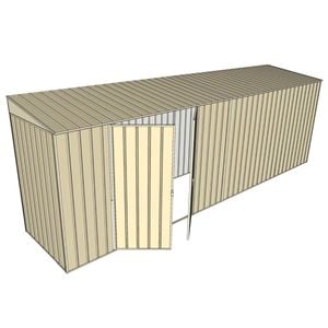 Build-A-Shed 1.2 x 6.0 x 2.0m Skillion Double Hinged Side Doors Shed - Cream