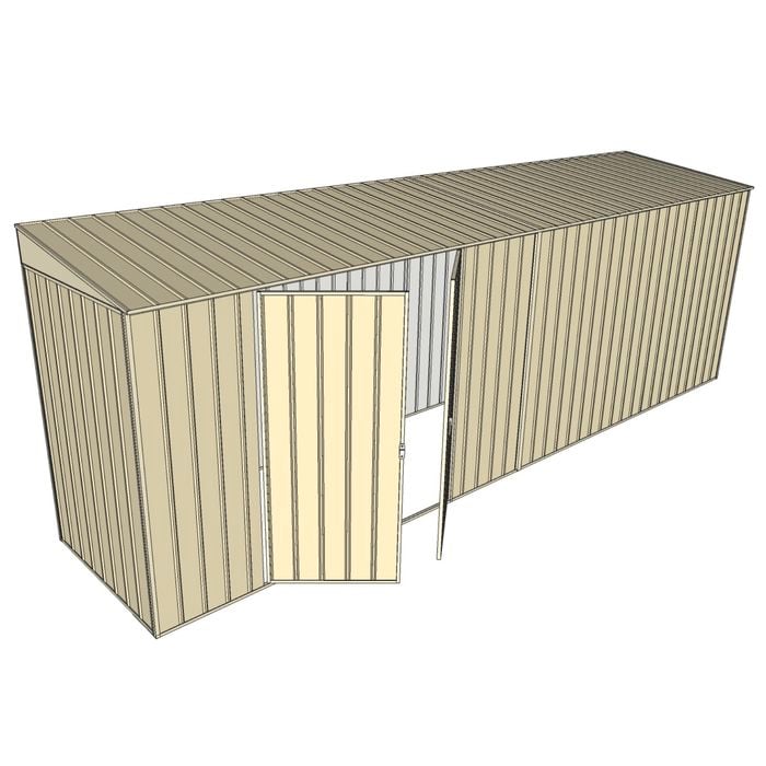 Build-A-Shed 1.2 x 6.0 x 2.0m Skillion Double Hinged Side Doors Shed - Cream