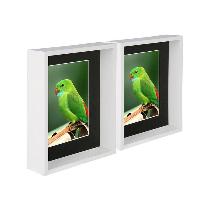 Nicola Spring 8" x 10" White 3D Deep Box Photo Frames - 5" x 7" Mount - Pack of 2