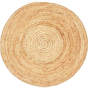 Handmade Round Jute Rug - Plain - Natural - 160x160