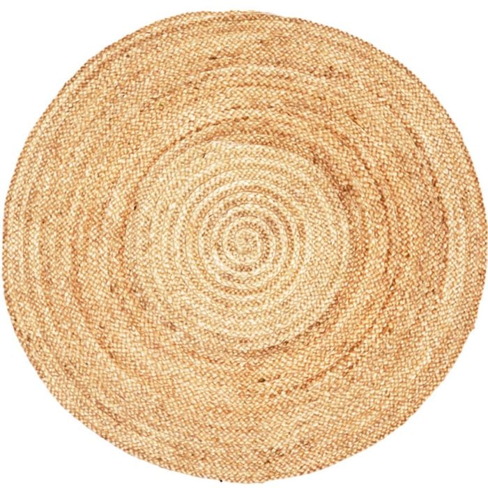 Handmade Round Jute Rug - Plain - Natural - 160x160
