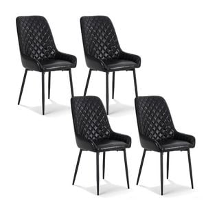 1 Set of 4 Artiss Dining Chairs PU Leather Black
