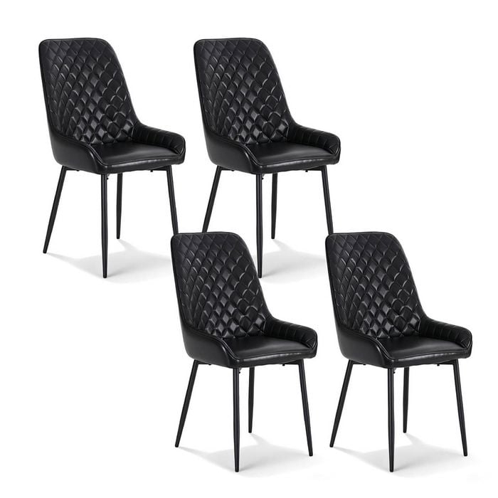 1 Set of 4 Artiss Dining Chairs PU Leather Black