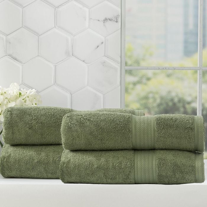 Renee Taylor 4 Piece Bamboo Cotton Bath Sheet Jade