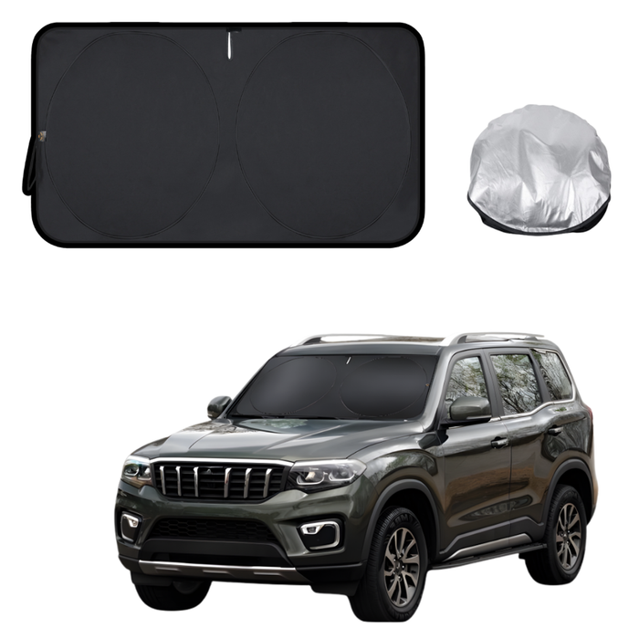 Front Windscreen Sun Shade for Mahindra Scorpio 2022 - Current (Z101) - Standard 150 x 85 cm - Black