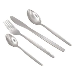 Argon Tableware Economy Silver Dessert Spoons - 24x Durable Rust Resistant Stainless Steel Dishwasher Safe Flatware Set