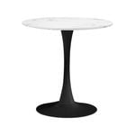 Oikiture 60cm Dining Table Round Metal White&Black