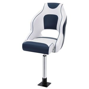 Seamanship Captain Bucket Boat Seats Flip Up Bolster Swivel 15cm Padding with Pedestals 55–75cm Blue
