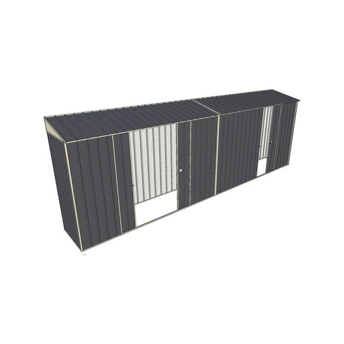Build-a-Shed 0.8 x 6 x 2m Skillion Shed with Double and Single Sliding Side Doors - Grey