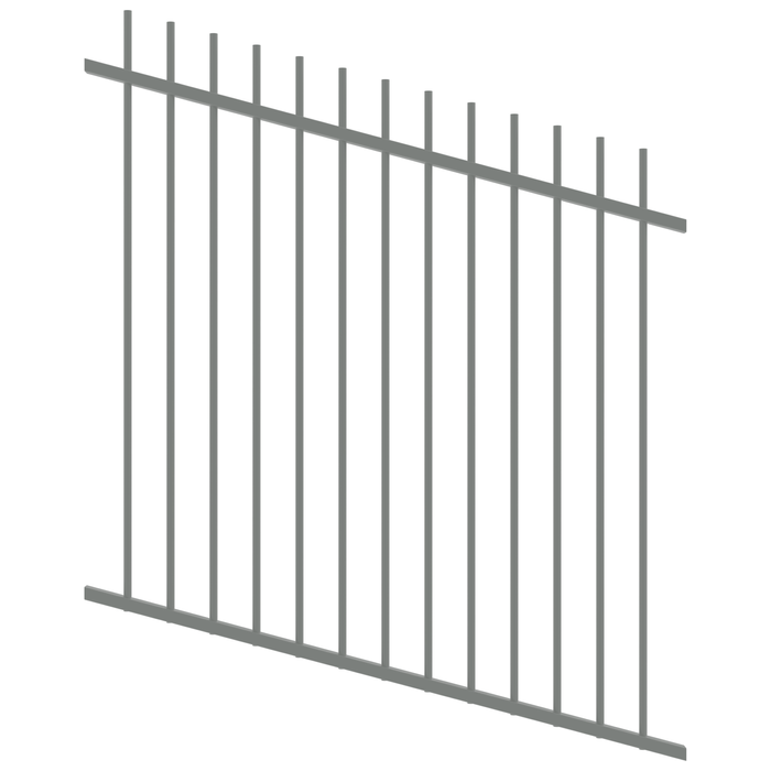 ProtectorAl 350 - 1200 x 1200mm Palladium Silver Raked Up to 15º Picket Top Pool Fence Panel