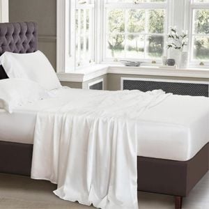 Luxor King White 1000TC Silk Silky Feel Satin Sheet Set
