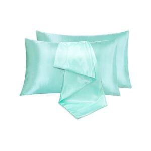 LINENOVA Satin Pillow Case Queen Size Pair Sage Green