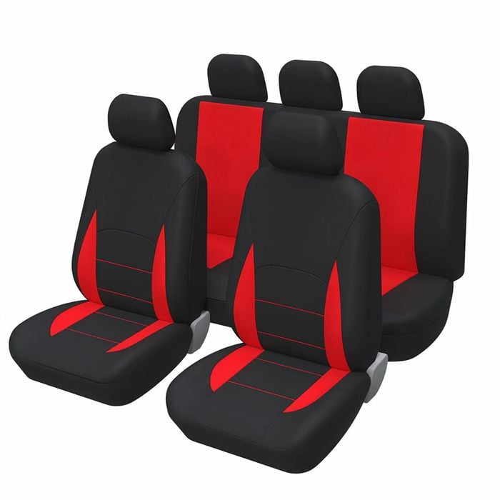 Catzon Car Seat Covers Full Set Polyester Seat Fit For Most Suvs Pickup Trucks-red