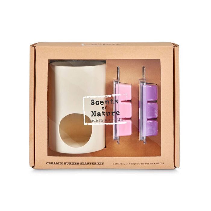13pc Scents Of Nature Melt Ceramic 1 Wax Burner and 12 Soy Set