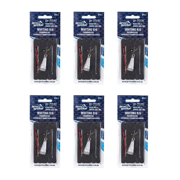 6x Jarvis Walker Paternoster Whiting Rig with 30g Sinker Size 4