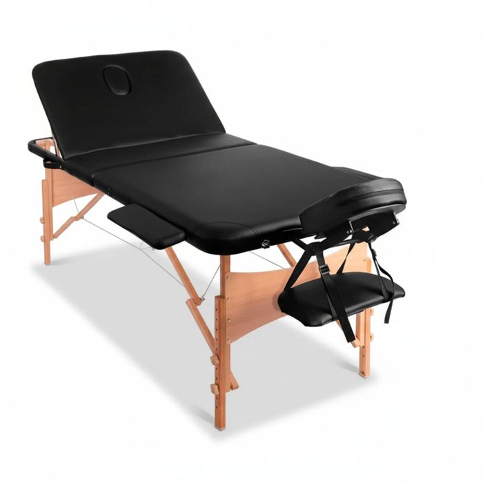 3-Fold Portable Wooden Massage Table - Black