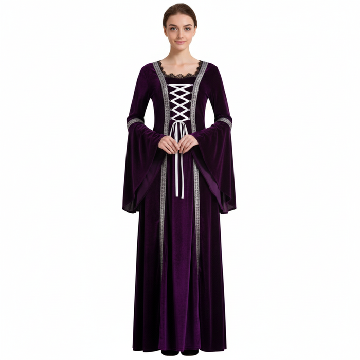 Wos Medieval Gothic Renaissance Costume Halloween Costume Party Robe Purple  XS/S Heights 155-165cm