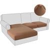 Smarcute 3 Pieces Sectional Sofa Couch L-shape Lounge Cushion Seat Cover Tan (2 Seater + Chaise)